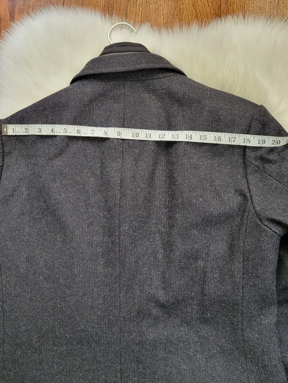 Hugo Boos Mens Dark Gray Wool Blend Overcoat with Zip-Front Liner